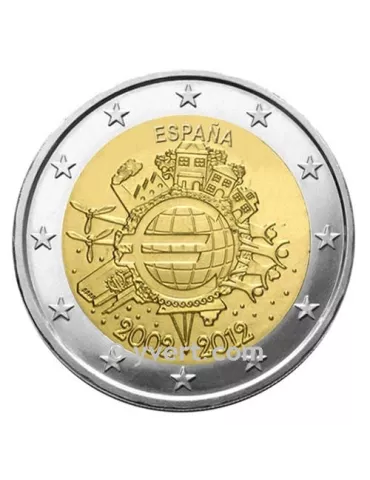 2 EURO COMMEMORATIVE 2012 : ESPAGNE (10e anniversaire de la mise en circulation deseuros)