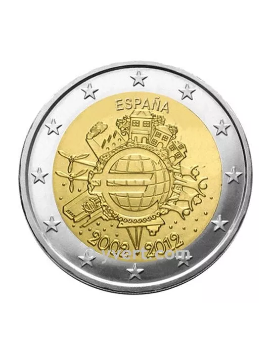 2 EURO COMMEMORATIVE 2012 : ESPAGNE (10e anniversaire de la mise en circulation deseuros)
