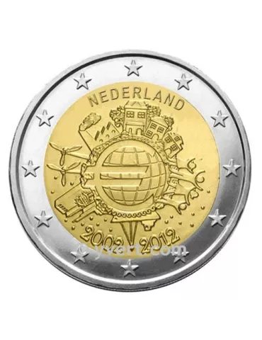 2 EURO COMMEMORATIVE 2012 : PAYS-BAS (10e anniversaire de la mise en circulation des euros)