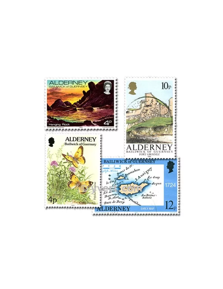 ALDERNEY : pochette de 25 timbres (Oblitérés)