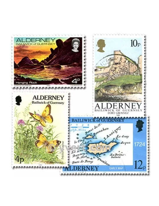 ALDERNEY : pochette de 25 timbres (Oblitérés)