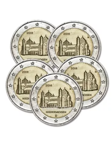 2 EURO COMMEMORATIVE 2014 : ALLEMAGNE ( (Église Saint-Michel d'Hildesheim - 5 pièces)