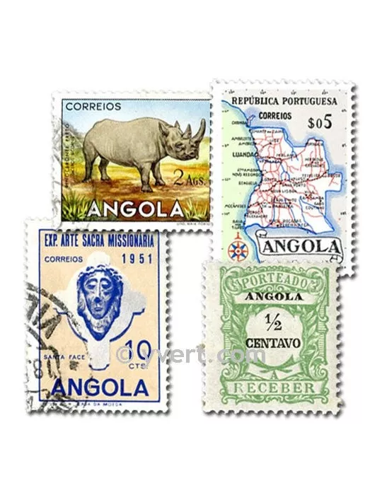 ANGOLA : pochette de 50 timbres (Oblitérés)