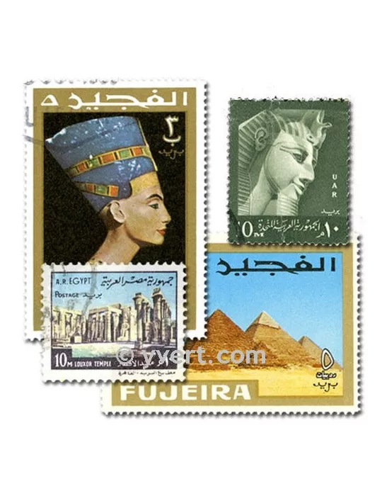 ART EGYPTIEN : pochette de 25 timbres (Oblitérés)