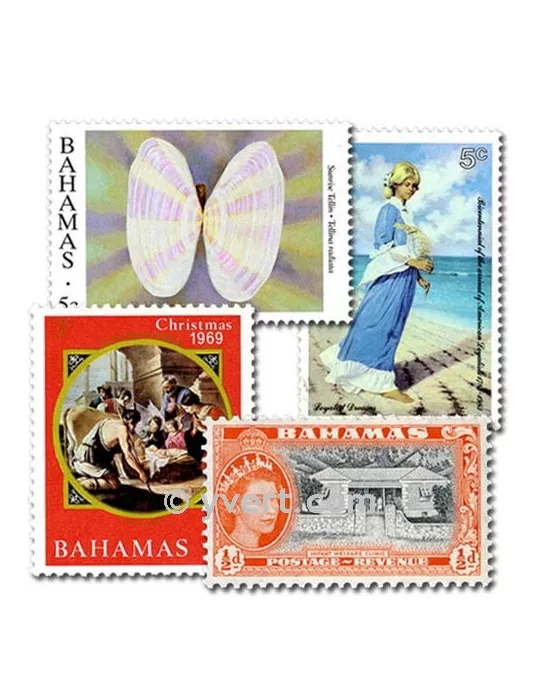 BAHAMAS : pochette de 25 timbres (Oblitérés)