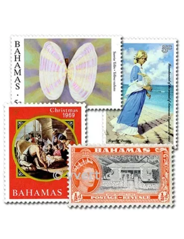 BAHAMAS : pochette de 50 timbres (Oblitérés)