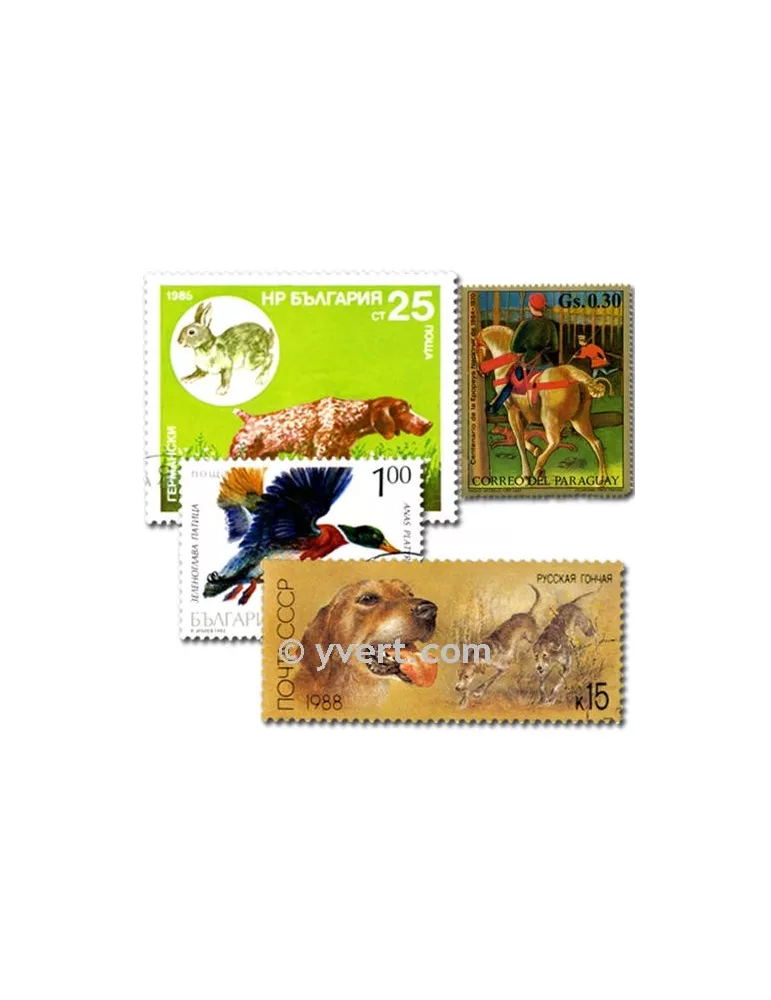 CHASSE : pochette de 50 timbres (Oblitérés)