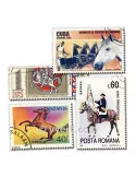 CHEVAUX : pochette de 300 timbres (Oblitérés)