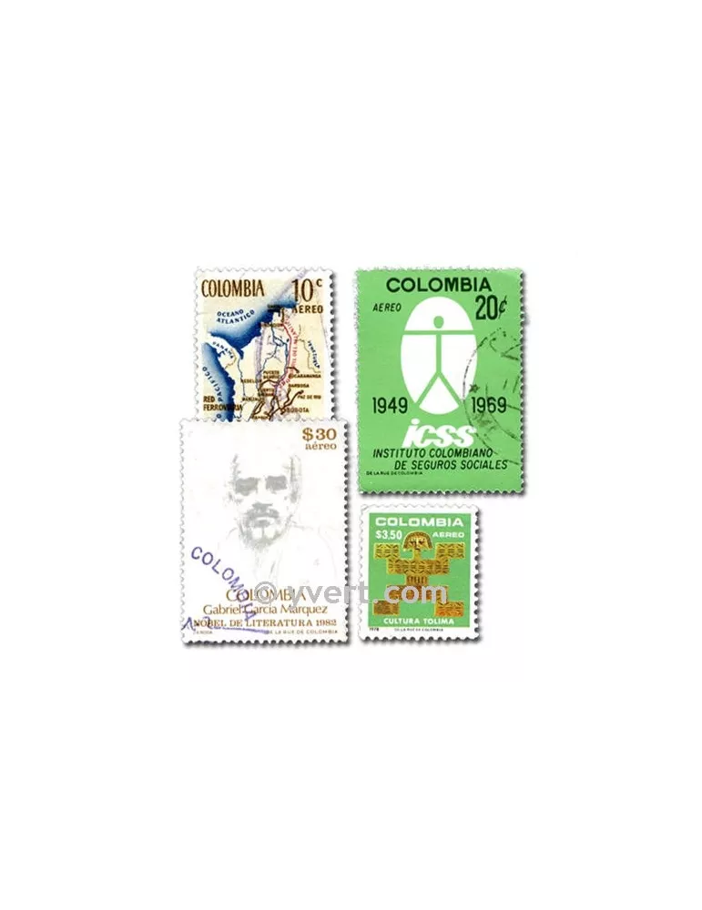 COLOMBIE : pochette de 500 timbres (Oblitérés)