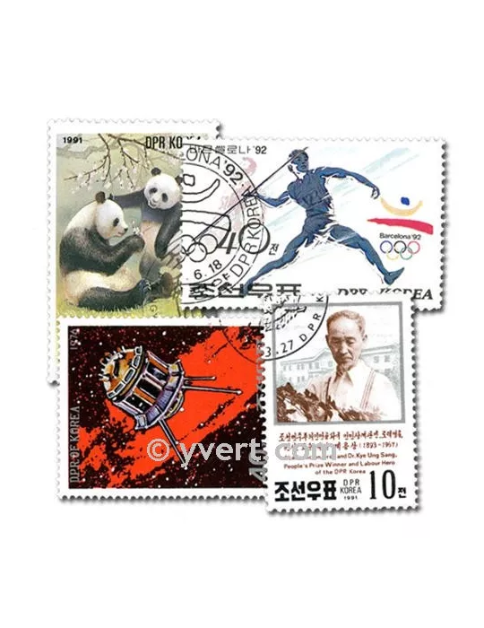 COREE DU NORD : pochette de 1000 timbres (Oblitérés)