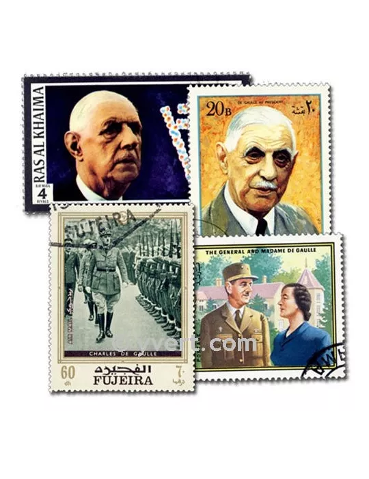 DE GAULLE : pochette de 200 timbres (Oblitérés)