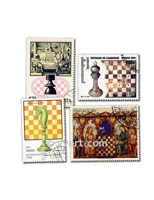 ECHECS : pochette de 100 timbres (Oblitérés)