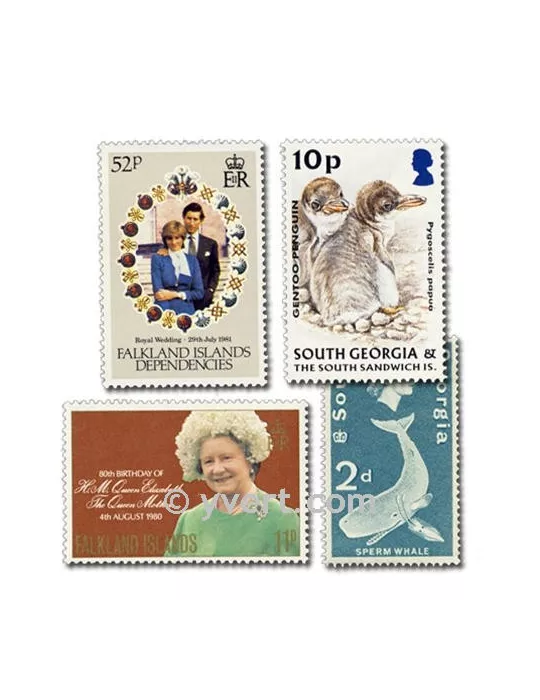 FALKLAND : pochette de 25 timbres (Oblitérés)