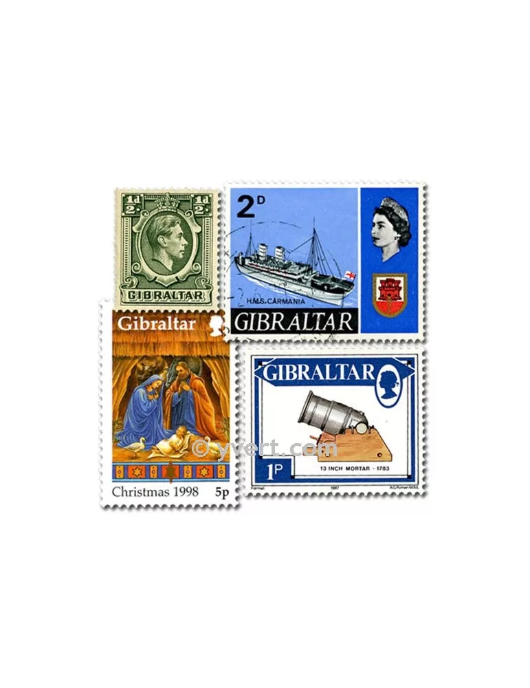 GIBRALTAR : pochette de 25 timbres (Oblitérés)