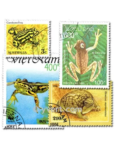 GRENOUILLES : pochette de 25 timbres (Oblitérés)