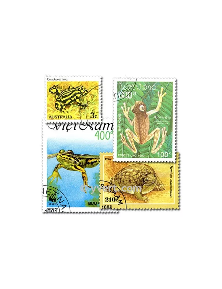 GRENOUILLES : pochette de 25 timbres (Oblitérés)