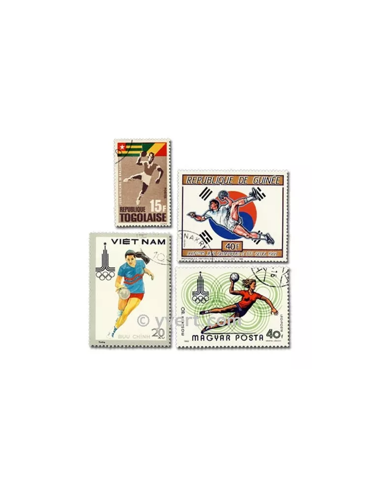 HAND BALL : pochette de 25 timbres (Oblitérés)