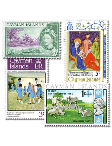 ILES CAIMANES : pochette de 50 timbres (Oblitérés)