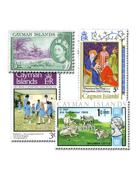 ILES CAIMANES : pochette de 50 timbres (Oblitérés)