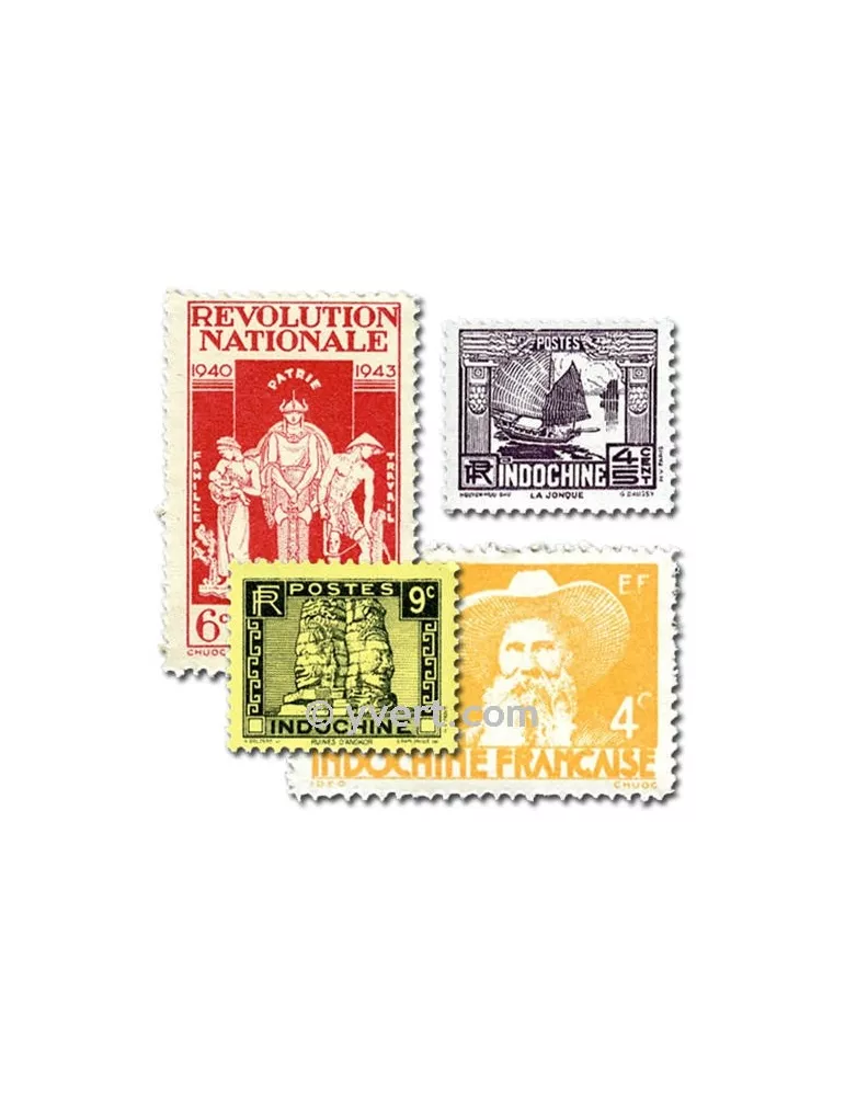 INDOCHINE : pochette de 100 timbres (Oblitérés)