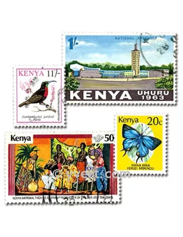 KENYA : pochette de 50 timbres (Oblitérés)