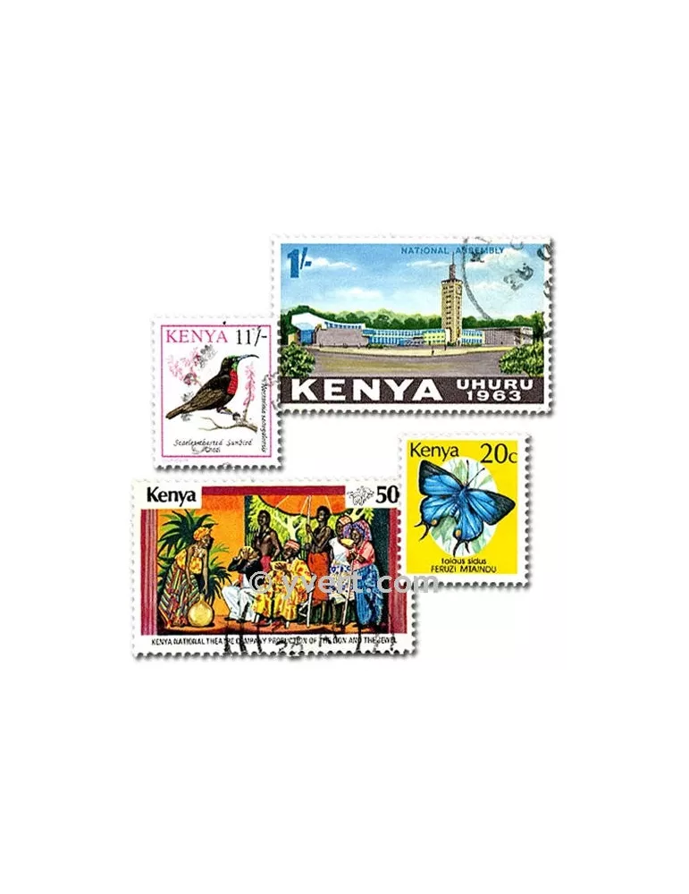 KENYA : pochette de 50 timbres (Oblitérés)