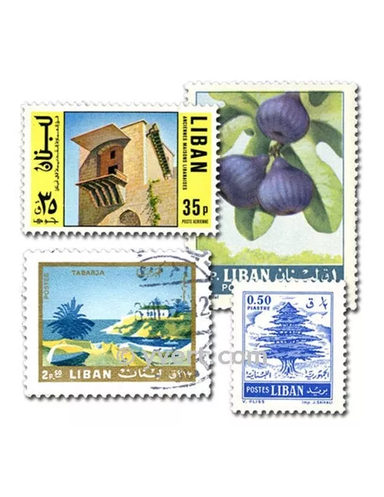 LIBAN : pochette de 100 timbres (Oblitérés)