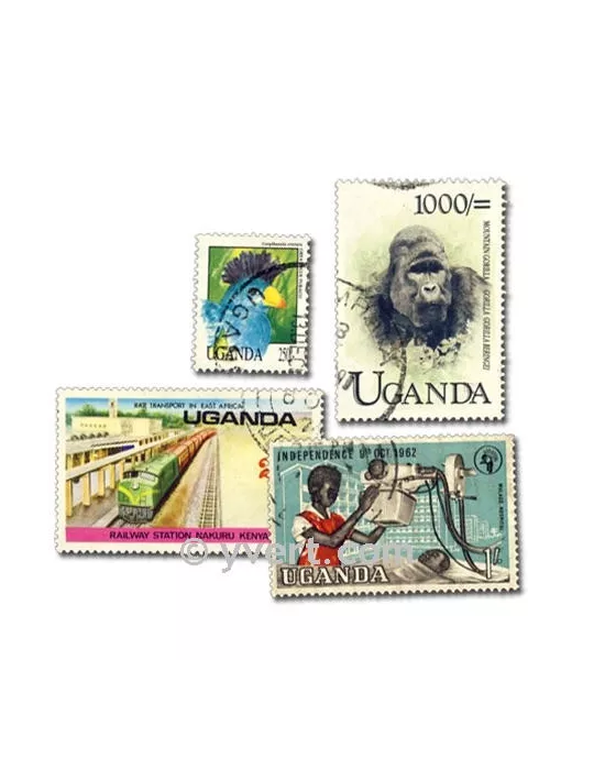 OUGANDA : pochette de 50 timbres (Oblitérés)