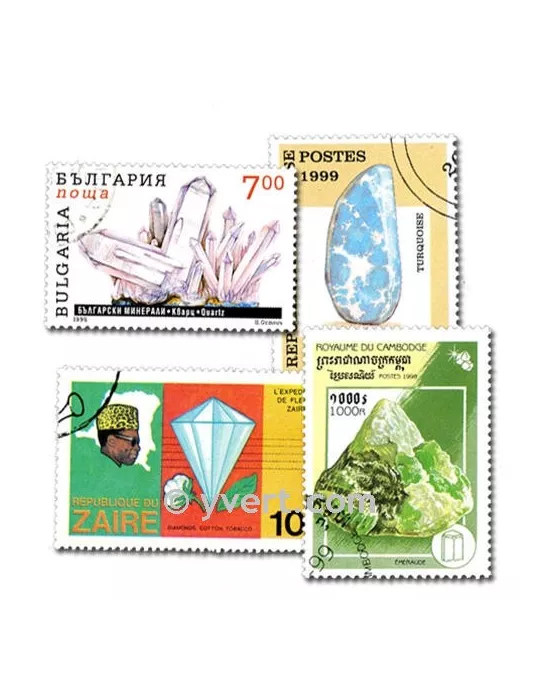 MINERAUX : pochette de 100 timbres (Oblitérés)