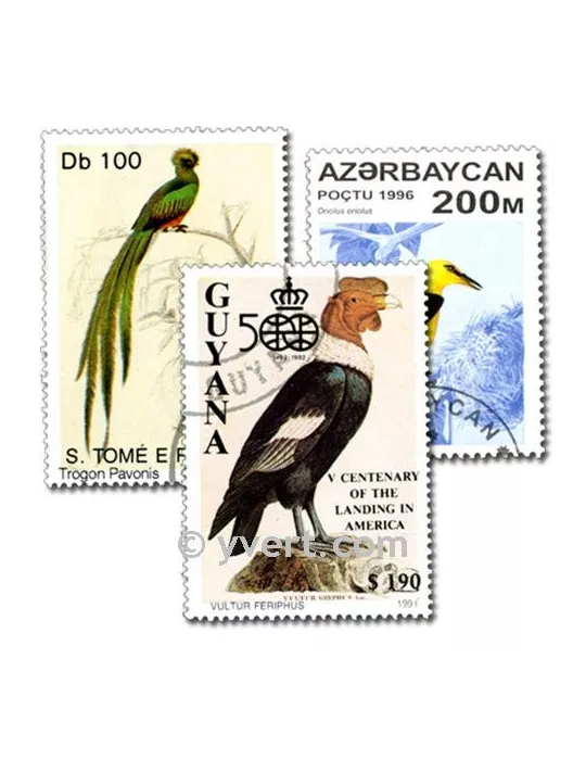 OISEAUX : pochette de 200 timbres (Oblitérés)