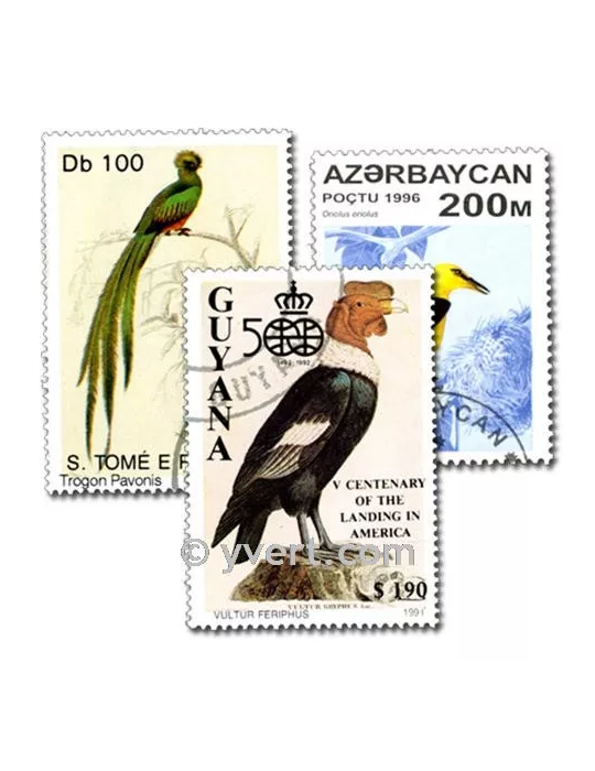 OISEAUX : pochette de 200 timbres (Oblitérés)