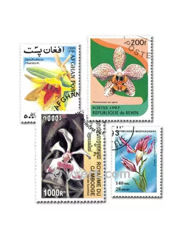 ORCHIDEES : pochette de 100 timbres (Oblitérés)