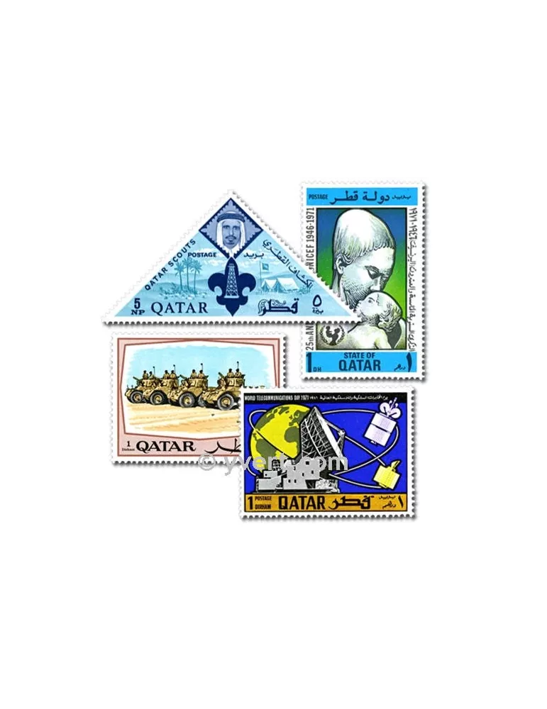 QATAR : pochette de 25 timbres (Oblitérés)
