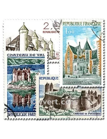 FRANCE CHATEAUX : pochette de 25 timbres (Oblitérés)