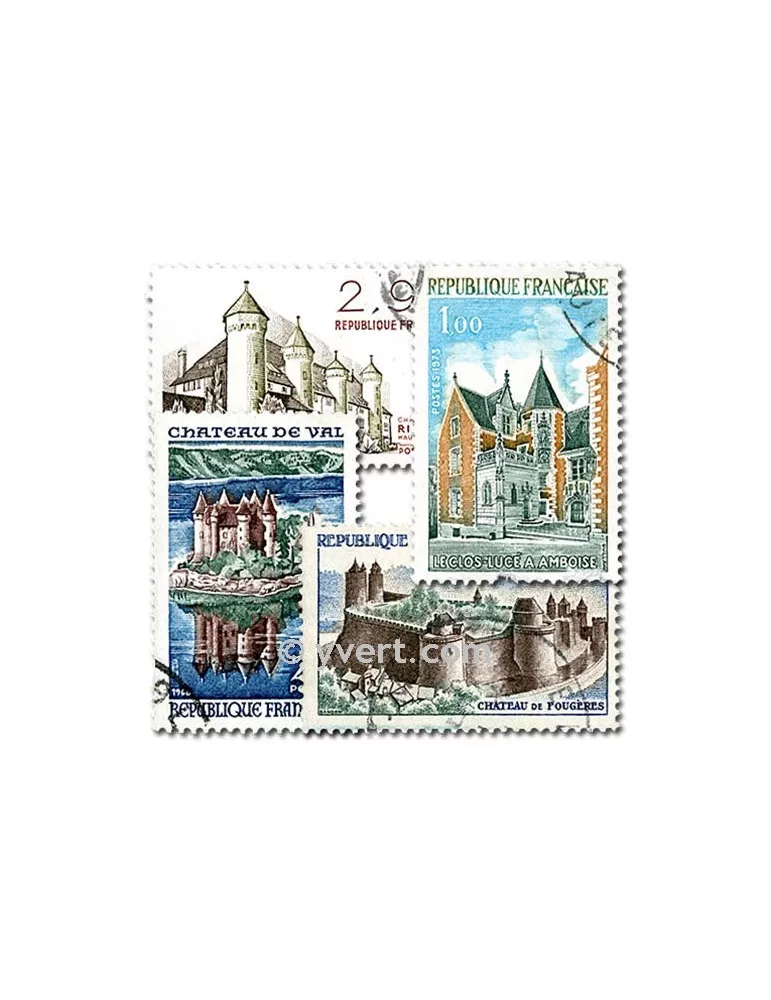 FRANCE CHATEAUX : pochette de 25 timbres (Oblitérés)