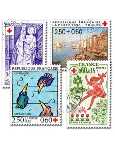 FRANCE CROIX ROUGE : pochette de 50 timbres (Oblitérés)