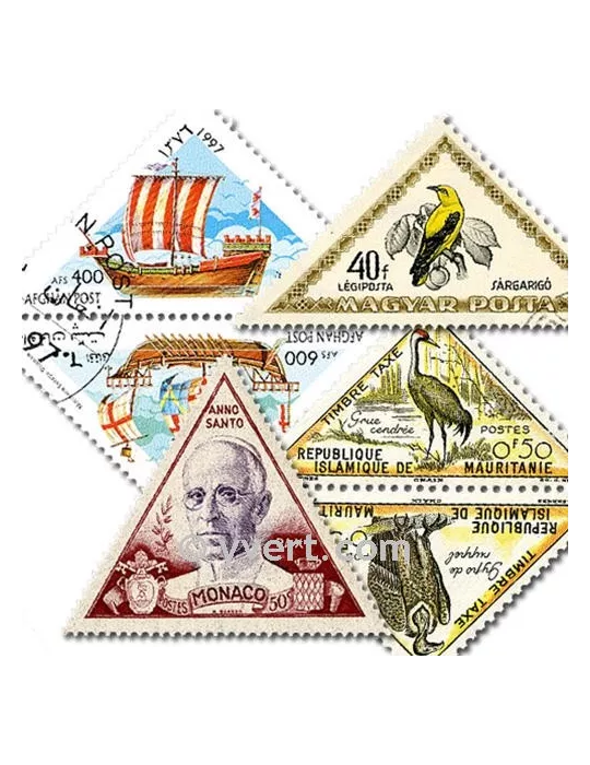 TRIANGLES : pochette de 100 timbres (Oblitérés)