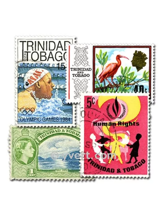 TRINITE ET TOBAGO : pochette de 50 timbres (Oblitérés)