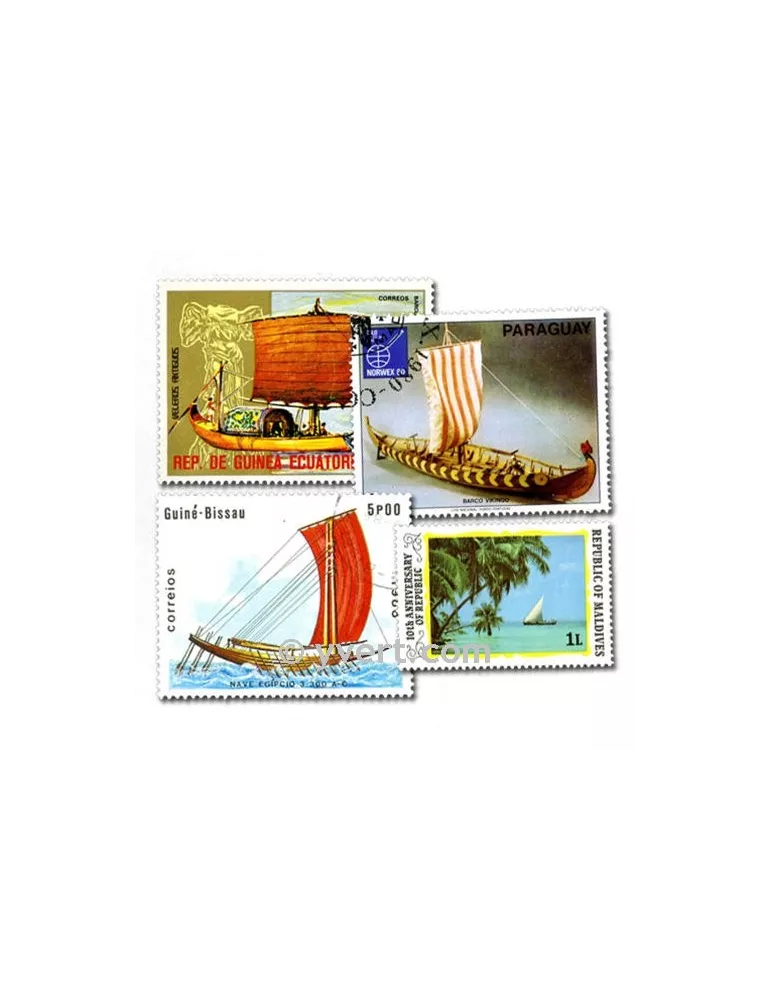 VOILIERS : pochette de 100 timbres (Oblitérés)