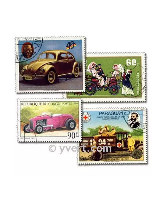 VOITURES : pochette de 200 timbres (Oblitérés)