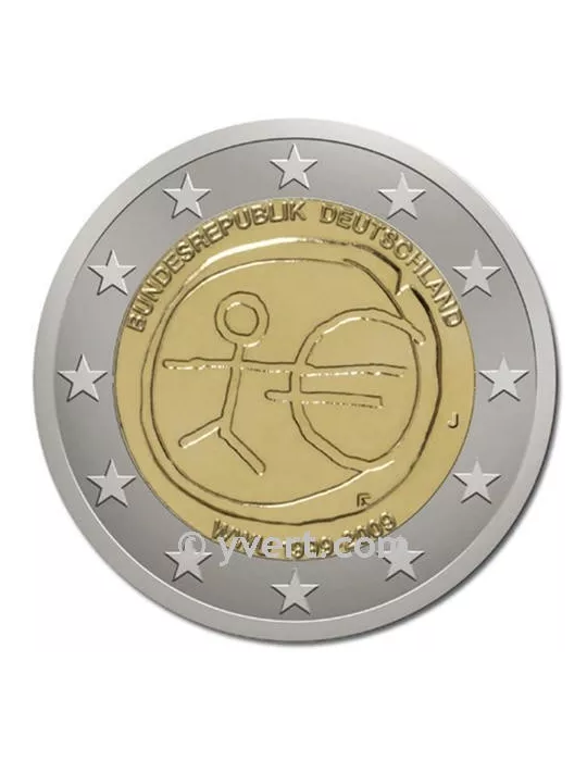 2 EURO COMMEMORATIVE 2009 : ALLEMAGNE - J (10e anniversaire de l´Union Économique et Monétaire)