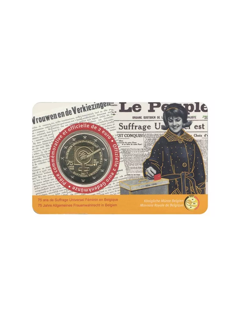 BU : 2 EURO COMMEMORATIVE 2023 COINCARD : BELGIQUE - SUFFRAGE UNIVERSEL DES FEMMES (Vers. franco)