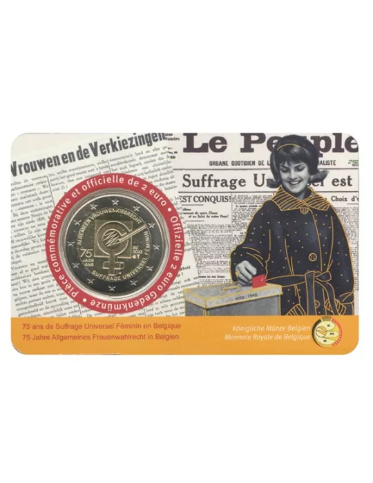 BU : 2 EURO COMMEMORATIVE 2023 COINCARD : BELGIQUE - SUFFRAGE UNIVERSEL DES FEMMES (Vers. franco)