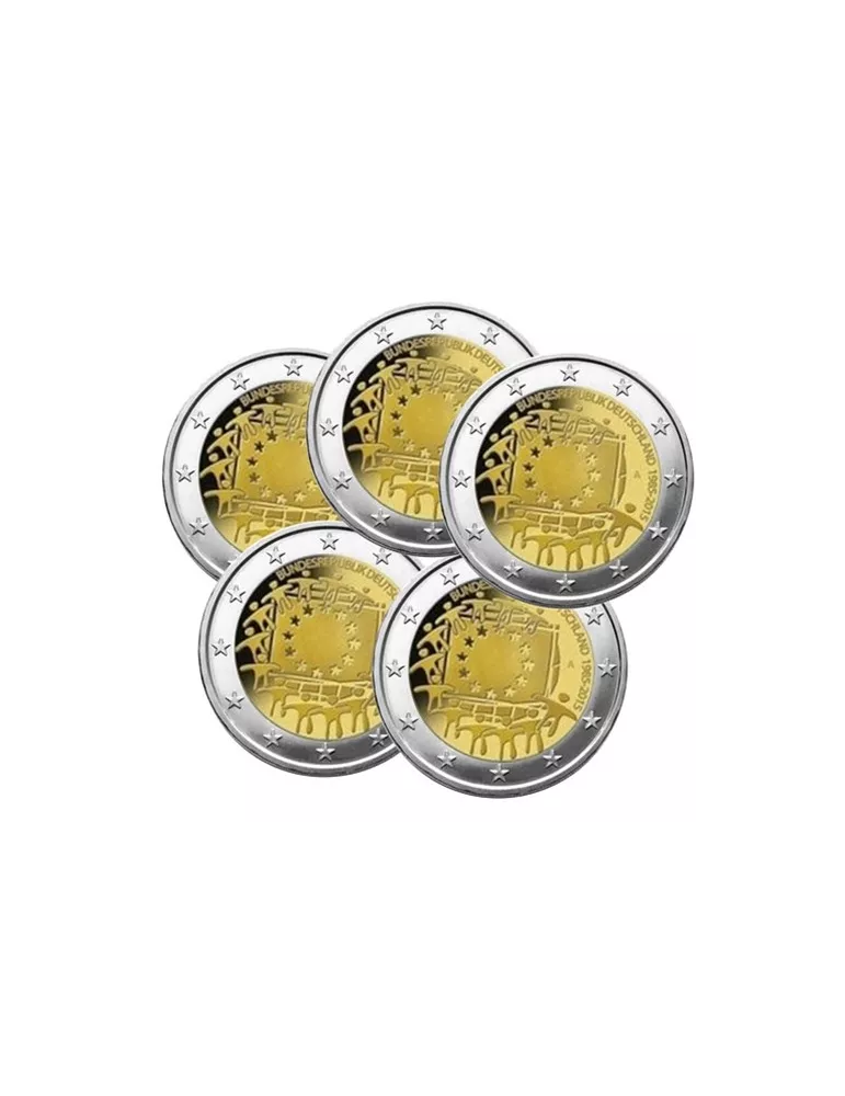 2 EURO COMMEMORATIVE 2015 : ALLEMAGNE (30E ANNIVERSAIRE DU DRAPEAU EUROPEEN, 5 pièces)