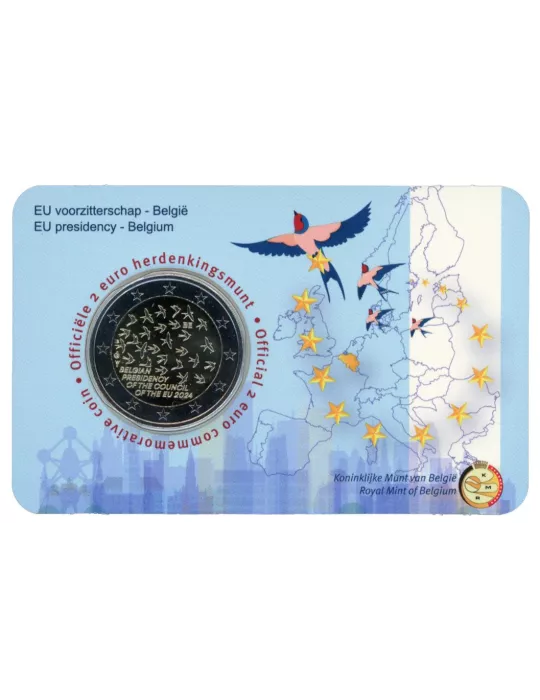 BU : 2 EURO COMMEMORATIVE 2024 COINCARD : BELGIQUE - PRESIDENCE DE L'UE (Version flamande)