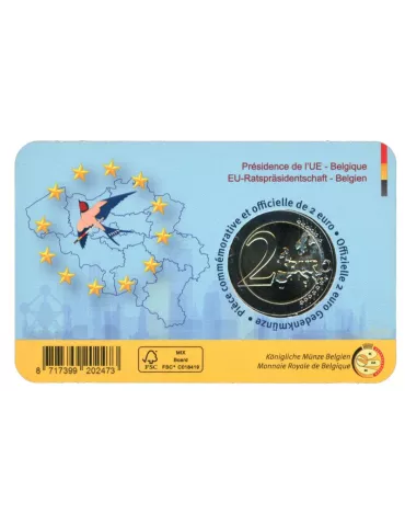BU : 2 EURO COMMEMORATIVE 2024 COINCARD : BELGIQUE - PRESIDENCE DE L'UE (Version francophone) 2
