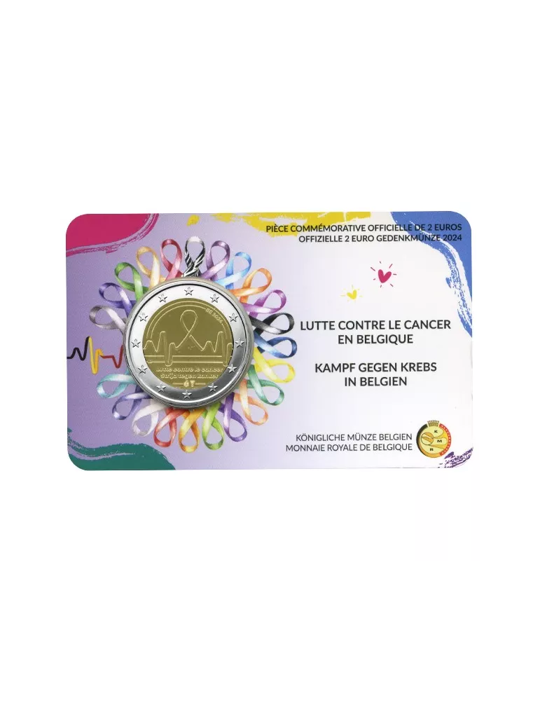 BU : 2 EURO COMMEMORATIVE 2024 COINCARD : BELGIQUE - LUTTE CONTRE LE CANCER (Version française))