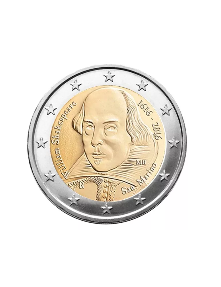 2 EURO COMMEMORATIVE 2016 : SAINT-MARIN (Mort de W Shakespeare)