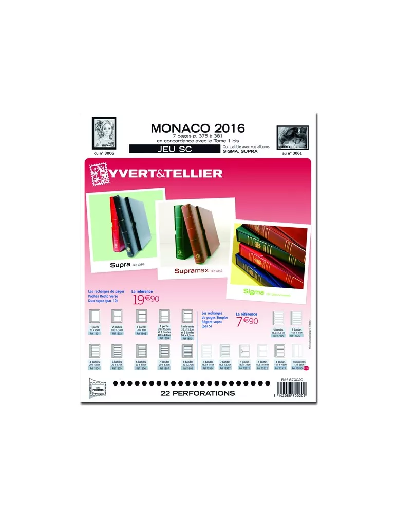 MONACO SC : 2016 (JEUX AVEC POCHETTES)