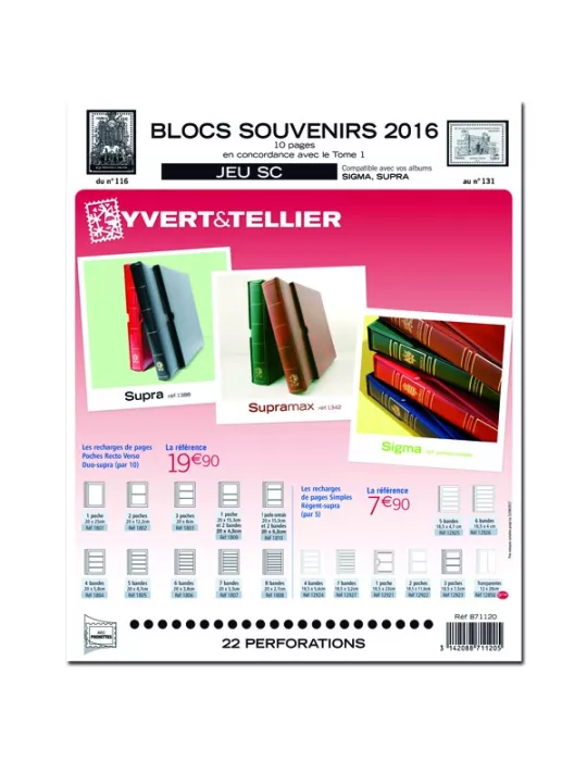 BLOCS SOUVENIRS SC : 2016 (JEUX AVEC POCHETTES)